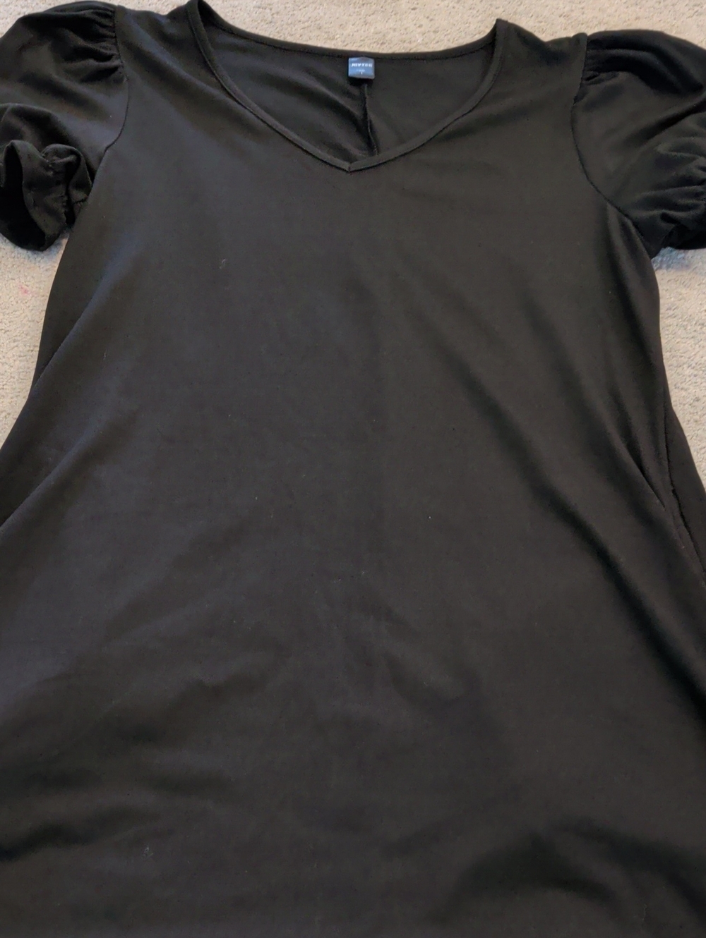Black Puff Sleeve V-Neck Women's Dress large